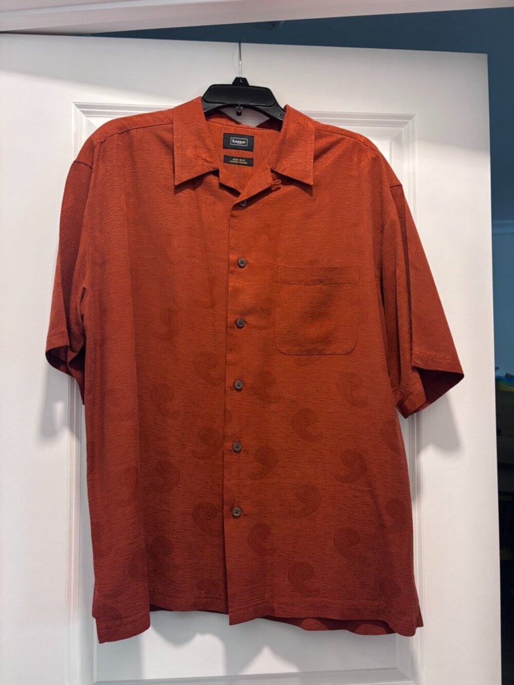 Mens Haggar Button Down Burnt Orange Shirt